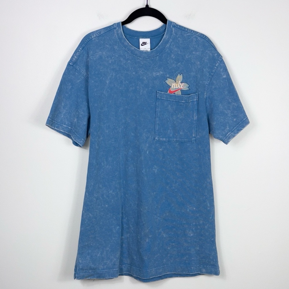 Nike T-Shirt Dress Flower Washed Blue Women’s Size Large Cotton